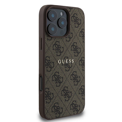 iPhone 16 Pro Max Kılıf Guess Orijinal Lisanslı M-safe Şarj Özellikli 4G Desenli Yazı Logolu Kılıf