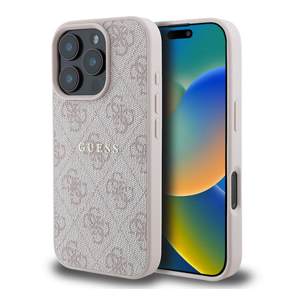 iPhone 16 Pro Max Kılıf Guess Orijinal Lisanslı M-safe Şarj Özellikli 4G Desenli Yazı Logolu Kılıf