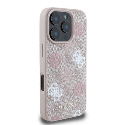 iPhone 16 Pro Max Kılıf Guess Orijinal Lisanslı M-safe Şarj Özellikli 4G Desenli Yazı Logolu Peony Kılıf