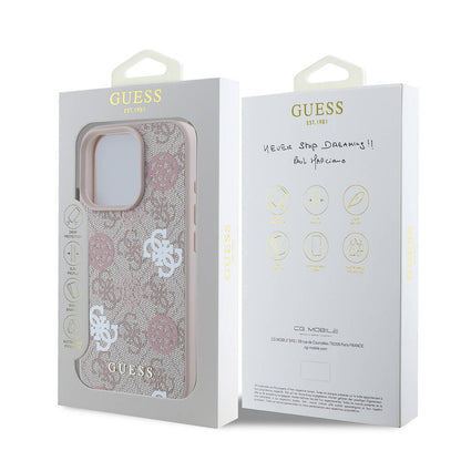 iPhone 16 Pro Max Kılıf Guess Orijinal Lisanslı M-safe Şarj Özellikli 4G Desenli Yazı Logolu Peony Kılıf