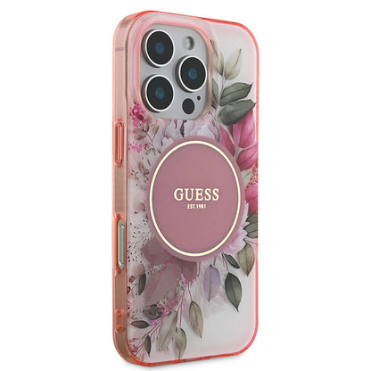 iPhone 16 Pro Max Kılıf Guess Orijinal Lisanslı M-safe Şarj Özellikli Flower Tonal Circle Kılıf