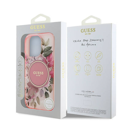 iPhone 16 Pro Max Kılıf Guess Orijinal Lisanslı M-safe Şarj Özellikli Flower Tonal Circle Kılıf