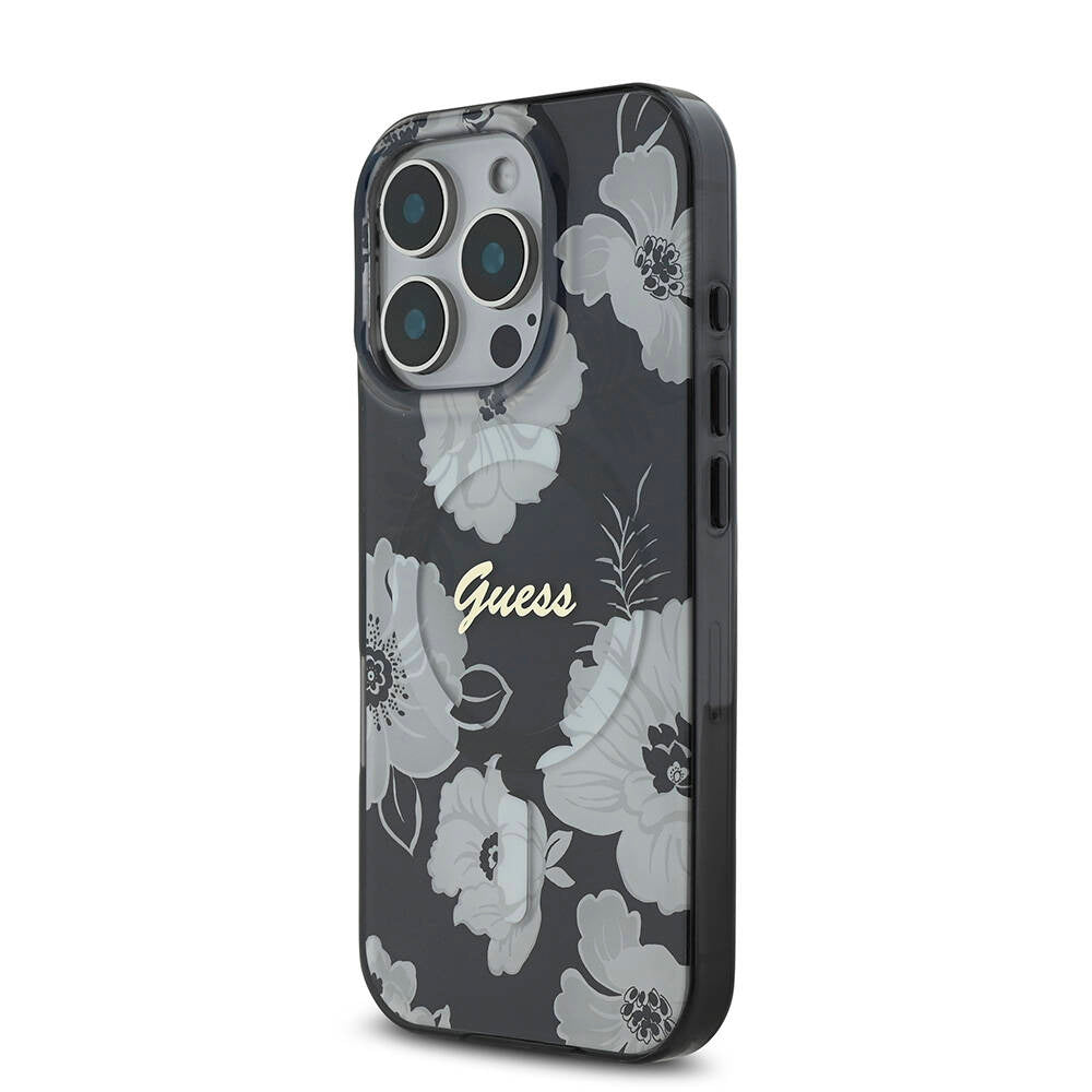 iPhone 16 Pro Max Kılıf Guess Orijinal Lisanslı M-safe Şarj Özellikli Flower Tone On Tone Ring Kılıf