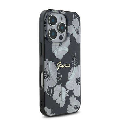 iPhone 16 Pro Max Kılıf Guess Orijinal Lisanslı M-safe Şarj Özellikli Flower Tone On Tone Ring Kılıf
