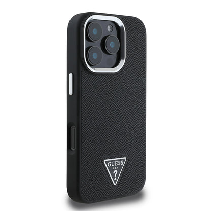 iPhone 16 Pro Max Kılıf Guess Orijinal Lisanslı M-safe Şarj Özellikli Grained Triangle Kılıf
