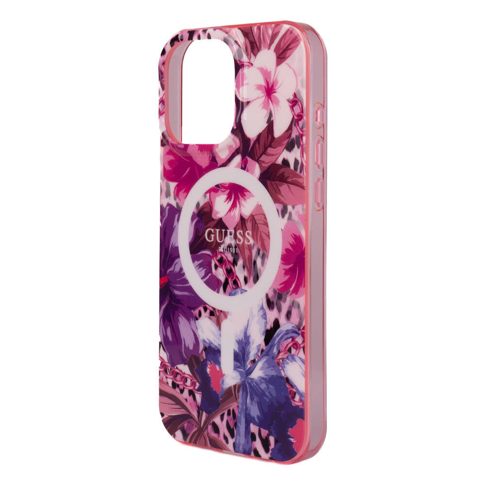 iPhone 16 Pro Max Kılıf Guess Orijinal Lisanslı M-safe Şarj Özellikli IML Baskılı Jungle Ring Kılıf