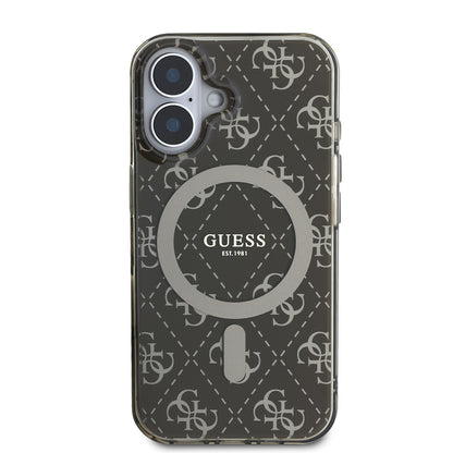 iPhone 16 Pro Max Kılıf Guess Orijinal Lisanslı M-safe Şarj Özellikli IML Baskılı Klasik Logolu 4G Desenli Kılıf
