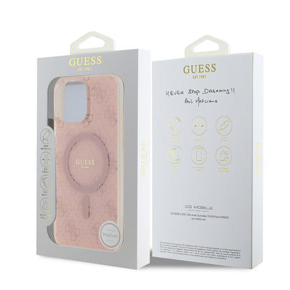 iPhone 16 Pro Max Kılıf Guess Orijinal Lisanslı M-safe Şarj Özellikli IML Baskılı Klasik Logolu 4G Desenli Kılıf