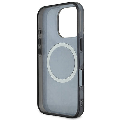 iPhone 16 Pro Max Kılıf Guess Orijinal Lisanslı M-safe Şarj Özellikli IML Peony ve 4G Desenli Klasik Logolu Kılıf