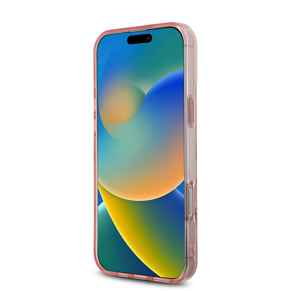 iPhone 16 Pro Max Kılıf Guess Orijinal Lisanslı M-safe Şarj Özellikli IML Peony ve 4G Desenli Klasik Logolu Kılıf