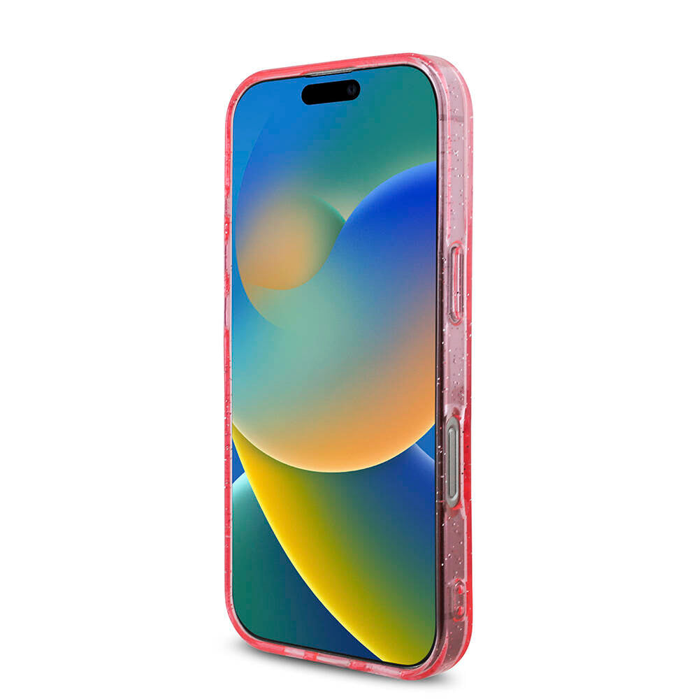 iPhone 16 Pro Max Kılıf Guess Orijinal Lisanslı M-safe Şarj Özellikli Simli Silikon İnci Bileklikli Kılıf