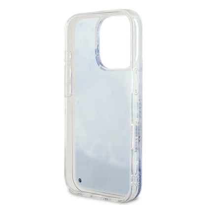 iPhone 16 Pro Max Kılıf Guess Orijinal Lisanslı M-safe Şarj Özellikli Sıvılı Simli Çiçek Desenli Kılıf