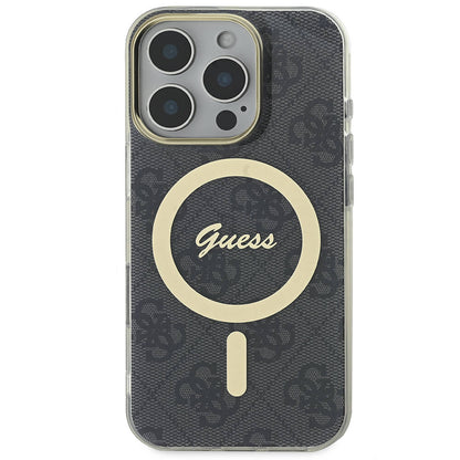 iPhone 16 Pro Max Kılıf Guess Orijinal Lisanslı M-safe Şarj Özellikli Yazı Logolu 4G Desenli Kılıf