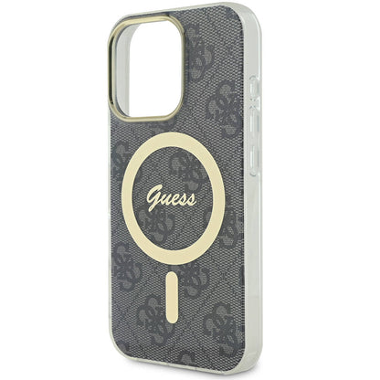 iPhone 16 Pro Max Kılıf Guess Orijinal Lisanslı M-safe Şarj Özellikli Yazı Logolu 4G Desenli Kılıf