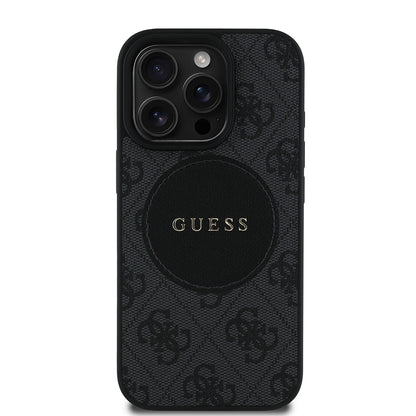 iPhone 16 Pro Max Kılıf Guess Orijinal Lisanslı M-safe Şarj Özellikli Yazı Logolu Circle Classic Kılıf