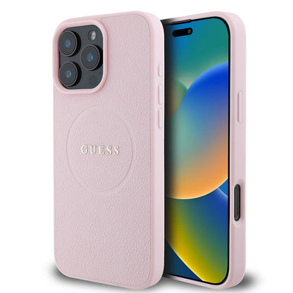 iPhone 16 Pro Max Kılıf Guess Orijinal Lisanslı M-safe Şarj Özellikli Yazı Logolu Grained Kılıf