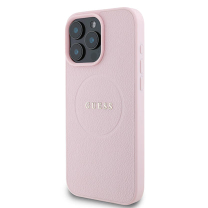 iPhone 16 Pro Max Kılıf Guess Orijinal Lisanslı M-safe Şarj Özellikli Yazı Logolu Grained Kılıf