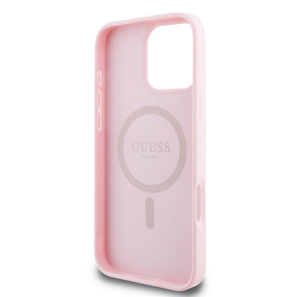 iPhone 16 Pro Max Kılıf Guess Orijinal Lisanslı M-safe Şarj Özellikli Yazı Logolu Grained Kılıf