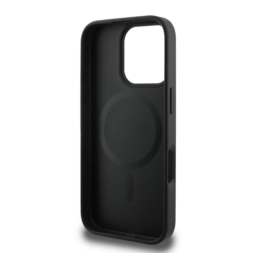 iPhone 16 Pro Max Kılıf Guess Orijinal Lisanslı M-safe Şarj Özellikli Yazı Logolu Grained Kılıf