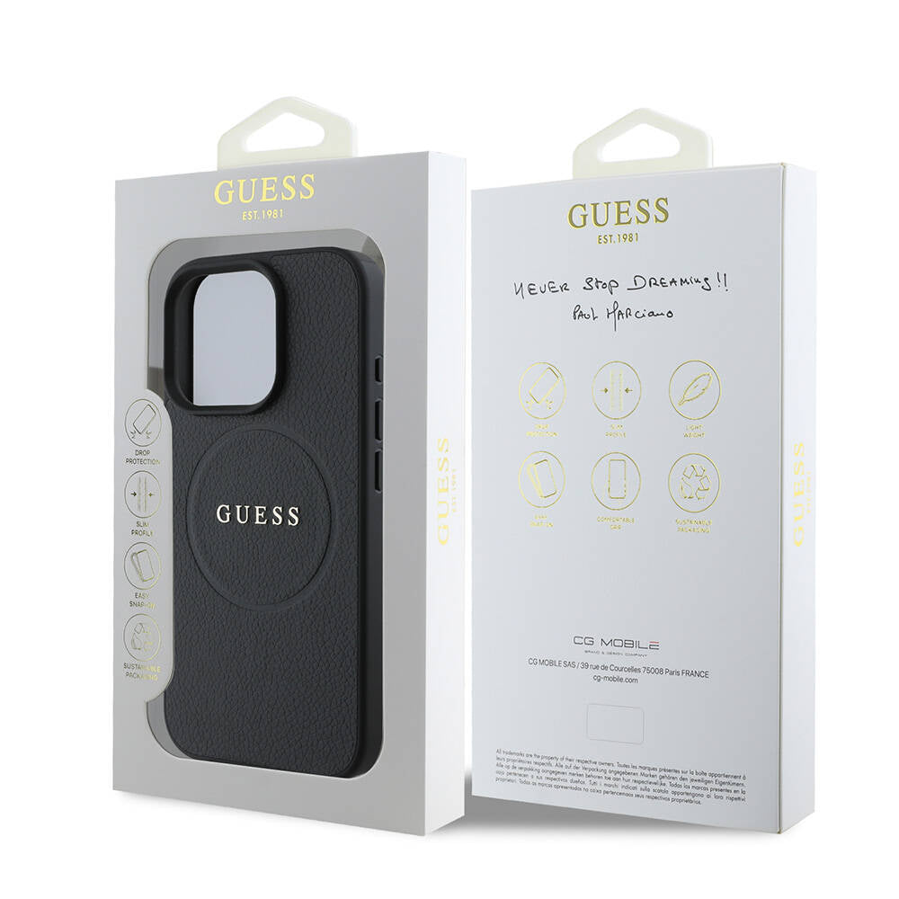 iPhone 16 Pro Max Kılıf Guess Orijinal Lisanslı M-safe Şarj Özellikli Yazı Logolu Grained Kılıf