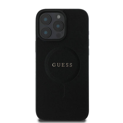 iPhone 16 Pro Max Kılıf Guess Orijinal Lisanslı M-safe Şarj Özellikli Yazı Logolu Saffiano Classic Kılıf