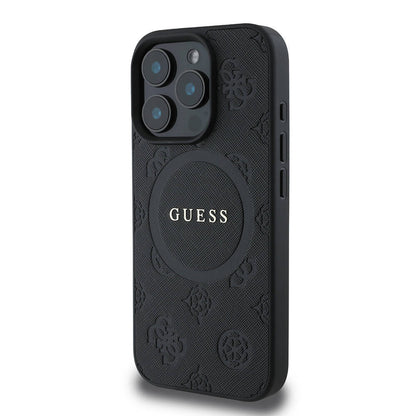 iPhone 16 Pro Max Kılıf Guess Orijinal Lisanslı M-safe Şarj Özellikli Yazı Logolu Saffiano Peony Kılıf