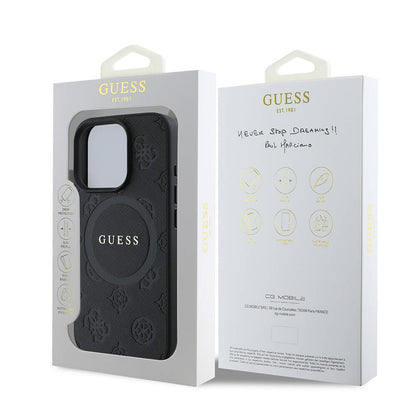 iPhone 16 Pro Max Kılıf Guess Orijinal Lisanslı M-safe Şarj Özellikli Yazı Logolu Saffiano Peony Kılıf