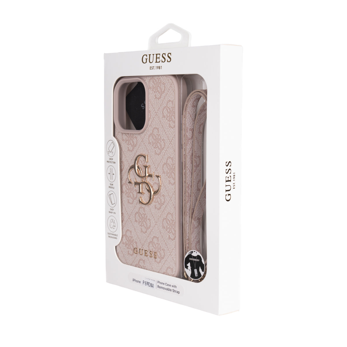 iPhone 16 Pro Max Kılıf Guess Orijinal Lisanslı PU Deri 4G Büyük Metal Logolu Çapraz Vücut Askılı Kılıf