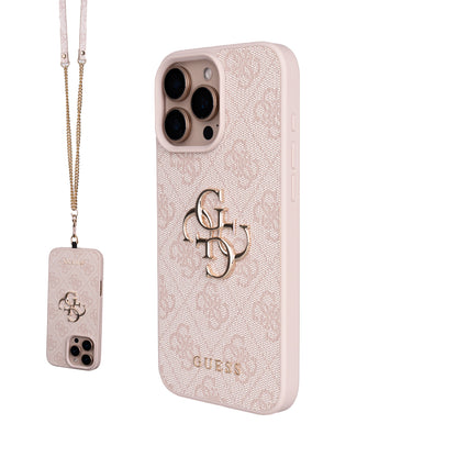 iPhone 16 Pro Max Kılıf Guess Orijinal Lisanslı PU Deri 4G Büyük Metal Logolu Çapraz Vücut Askılı Kılıf