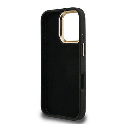 iPhone 16 Pro Max Kılıf Guess Orijinal Lisanslı PU Deri 4G Desenli Metal Büyük 4G ve Yazı Logolu Kamera Standlı Kılıf