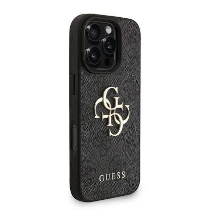 iPhone 16 Pro Max Kılıf Guess Orijinal Lisanslı PU Deri Bilek Askı İpli Metal Büyük 4G ve Yazı Logolu Kılıf