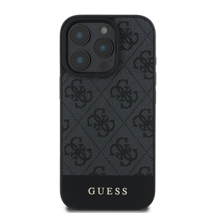 iPhone 16 Pro Max Kılıf Guess Orijinal Lisanslı PU Deri Şerit Logo Dizaynlı Kılıf