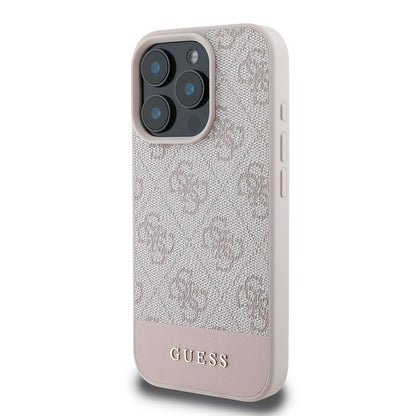iPhone 16 Pro Max Kılıf Guess Orijinal Lisanslı PU Deri Şerit Logo Dizaynlı Kılıf