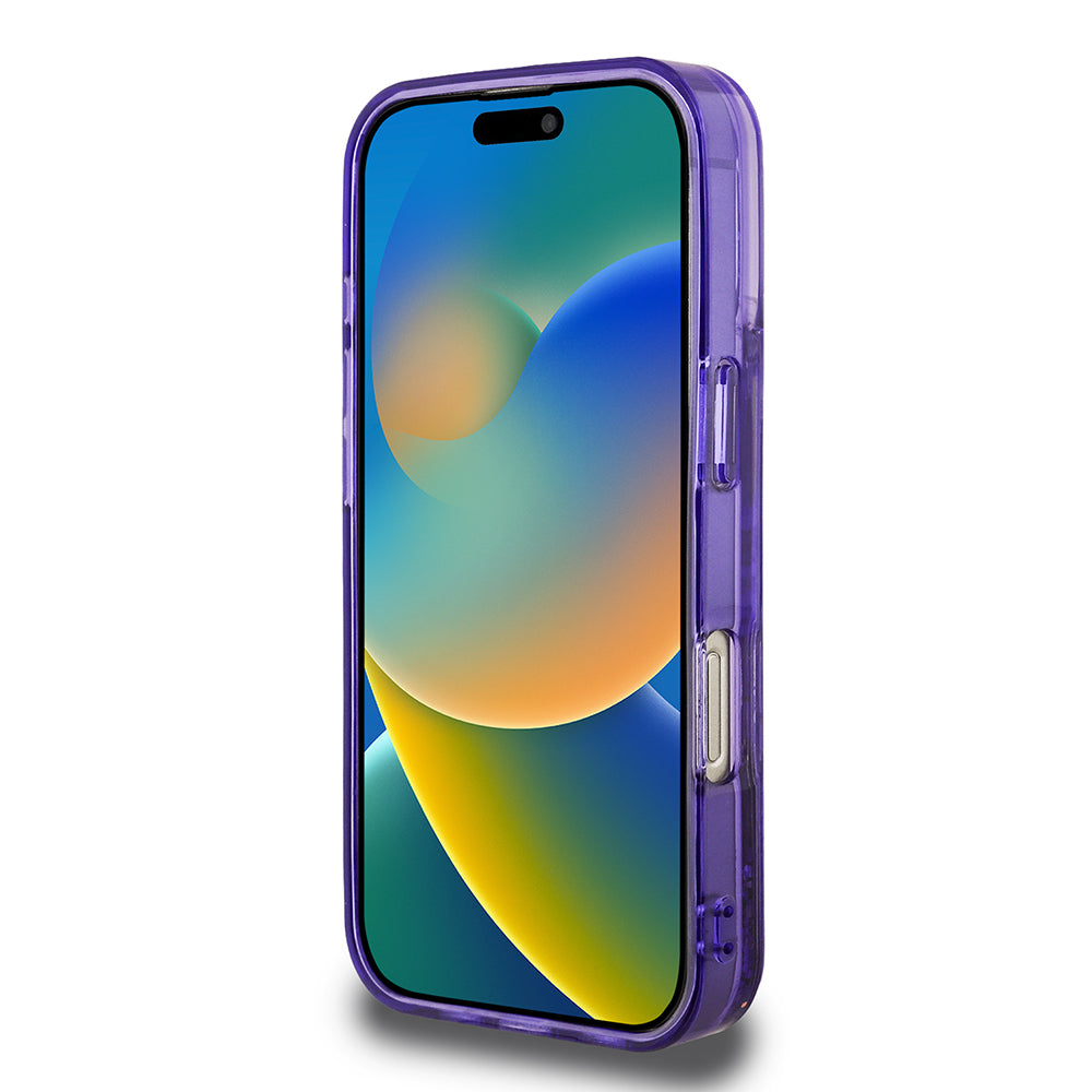iPhone 16 Pro Max Kılıf Guess Orijinal Lisanslı Transparan Sıvılı Simli Altın Çizgili Kılıf