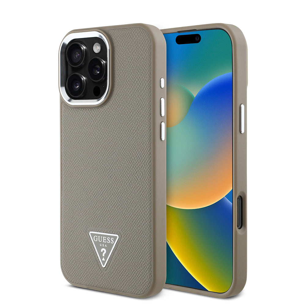 iPhone 16 Pro Max Kılıf Guess orijinal Lisanslı M-safe Şarj Özellikli Grained Triangle Kılıf