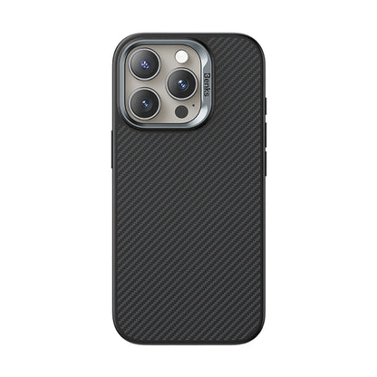 iPhone 16 Pro Max Kılıf Karbon Fiber M-safe Şarj Özellikli Kamera Kontrol Butonlu Benks Hybrid ArmorPro 600D Kevlar Kılıf