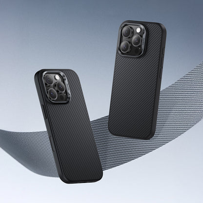 iPhone 16 Pro Max Kılıf Karbon Fiber M-safe Şarj Özellikli Kamera Kontrol Butonlu Benks Hybrid ArmorPro 600D Kevlar Kılıf