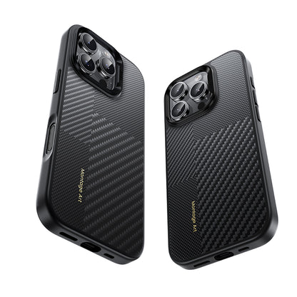 iPhone 16 Pro Max Kılıf Karbon Fiber M-safe Şarj Özellikli Kamera Kontrol Butonlu Benks Hybrid ArmorPro Montage Kevlar Kılıf