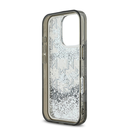 iPhone 16 Pro Max Kılıf Karl Lagerfeld Orijinal Lisanslı Simli KL Yazılı Monogram Gradient Kılıf