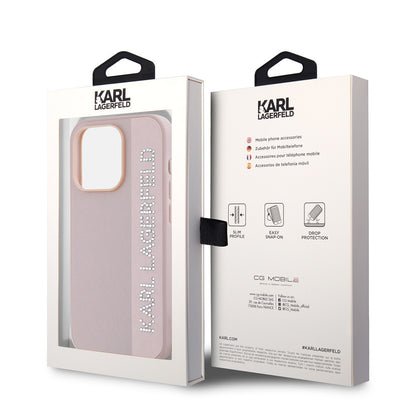 iPhone 16 Pro Max Kılıf Karl Lagerfeld orijinal Lisanslı Anahtarlıklı Taşlı KL Yazılı Saffiano Rhinestones Kılıf