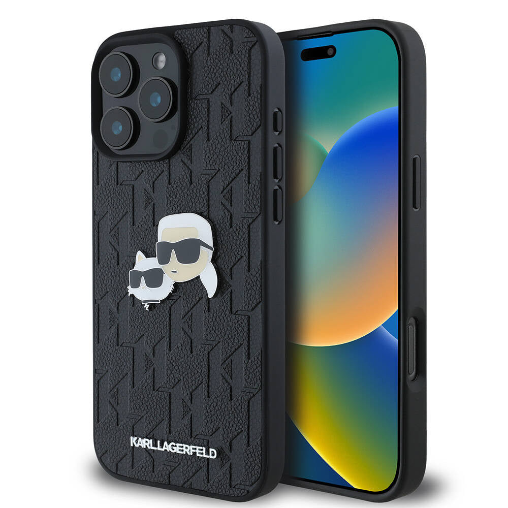 iPhone 16 Pro Max Kılıf Karl Lagerfeld orijinal Lisanslı K&C Heads Monogram Pin Kılıf