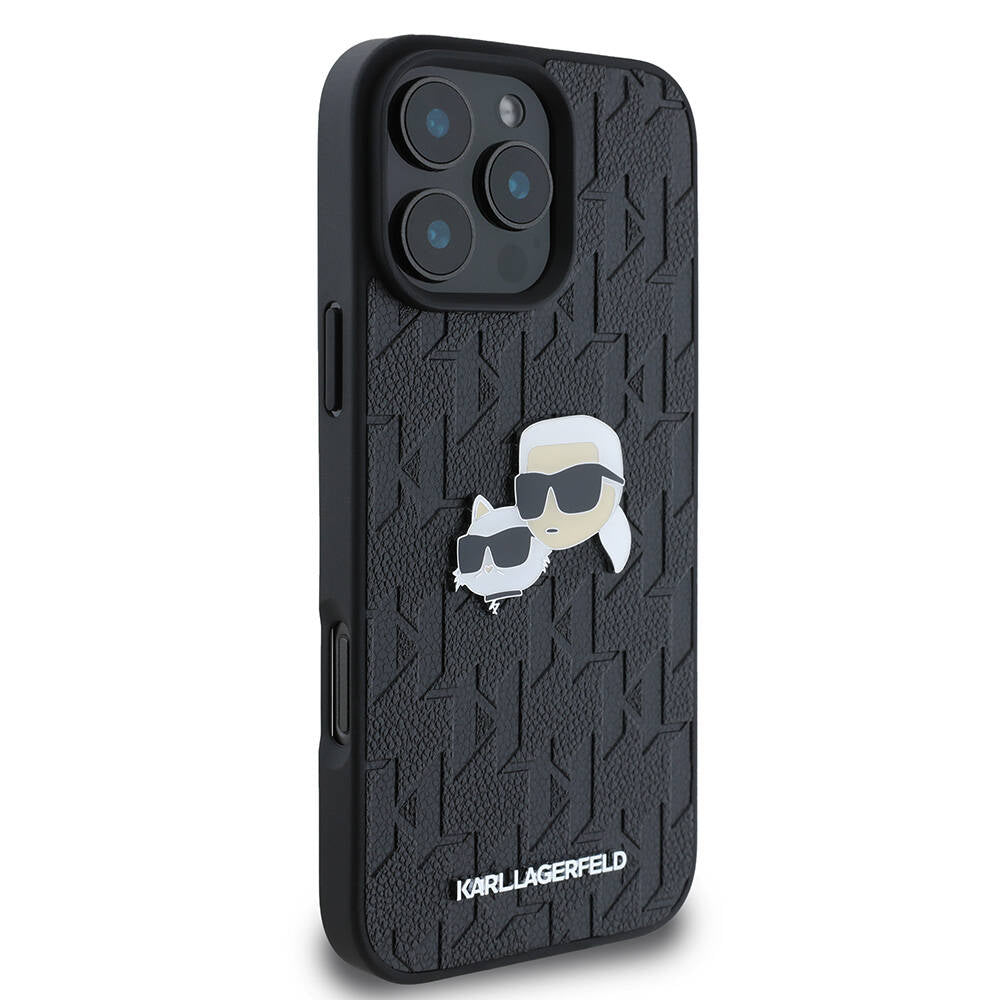 iPhone 16 Pro Max Kılıf Karl Lagerfeld orijinal Lisanslı K&C Heads Monogram Pin Kılıf
