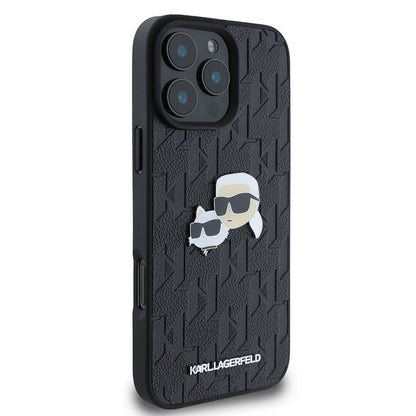 iPhone 16 Pro Max Kılıf Karl Lagerfeld orijinal Lisanslı K&C Heads Monogram Pin Kılıf