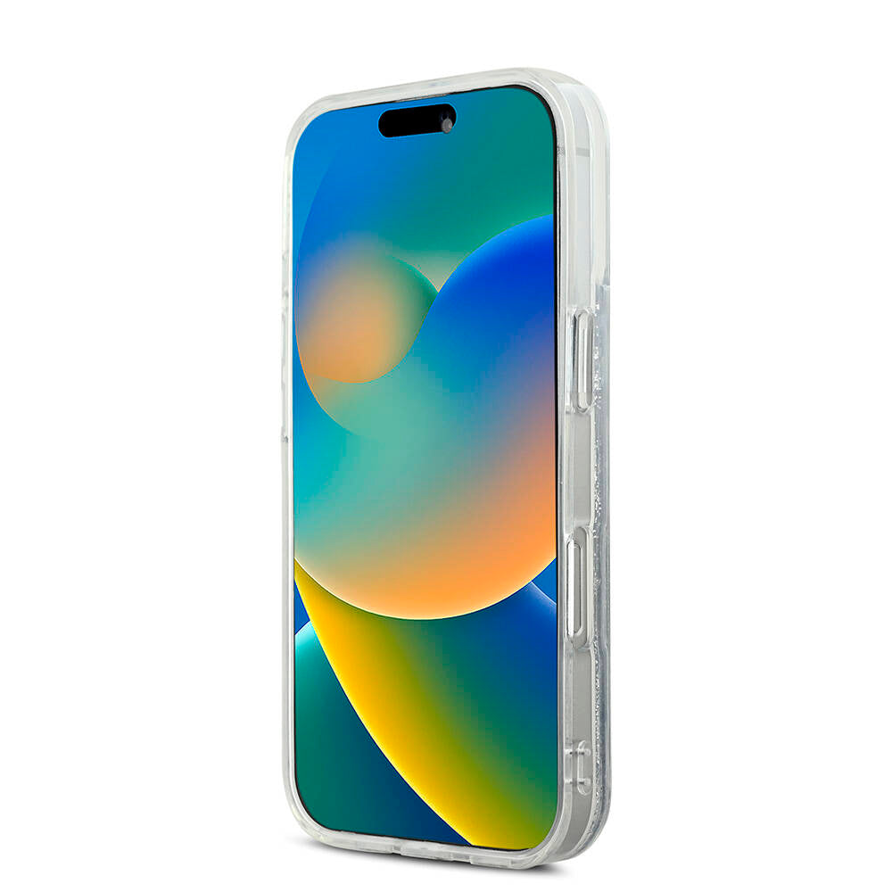 iPhone 16 Pro Max Kılıf Karl Lagerfeld orijinal Lisanslı M-safe Şarj Özellikli Sıvılı Simli KC Heads Kılıf