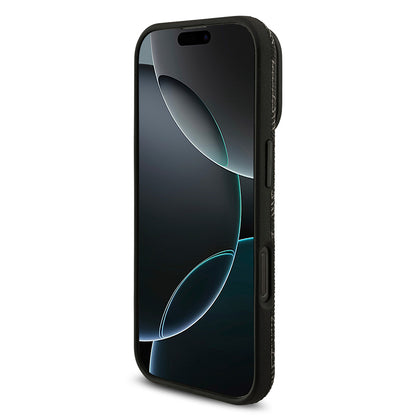 iPhone 16 Pro Max Kılıf Lacoste Orijinal Lisanslı M-safe Şarj Özellikli Standlı PU Deri Karışık Monogram Desenli Kılıf