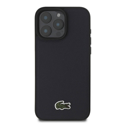 iPhone 16 Pro Max Kılıf Lacoste Orijinal Lisanslı PU Pike Desenli Arka Yüzey İkonik Timsah Dokuma Logolu Kılıf