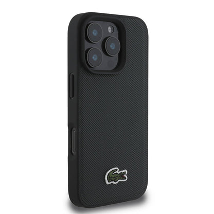 iPhone 16 Pro Max Kılıf Lacoste Orijinal Lisanslı PU Pike Desenli Arka Yüzey İkonik Timsah Dokuma Logolu Kılıf