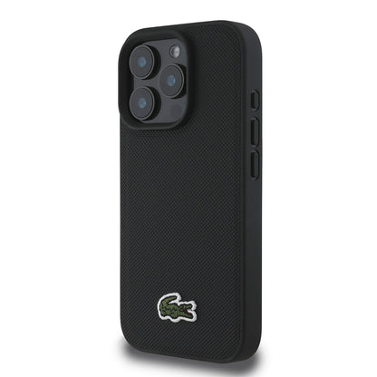 iPhone 16 Pro Max Kılıf Lacoste Orijinal Lisanslı PU Pike Desenli Arka Yüzey İkonik Timsah Dokuma Logolu Kılıf + Type-C Kablo 1.5m