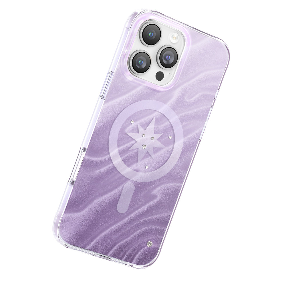 iPhone 16 Pro Max Kılıf M-Safe Şarj Özellikli Orijinal Swarovski Taşlı Zore Paris Rovix Sert PC Kılıf
