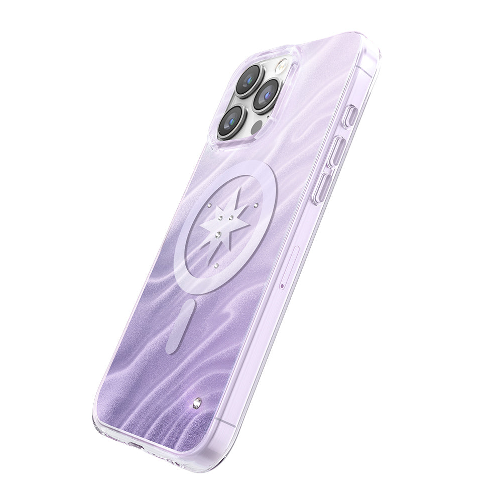 iPhone 16 Pro Max Kılıf M-Safe Şarj Özellikli Orijinal Swarovski Taşlı Zore Paris Rovix Sert PC Kılıf